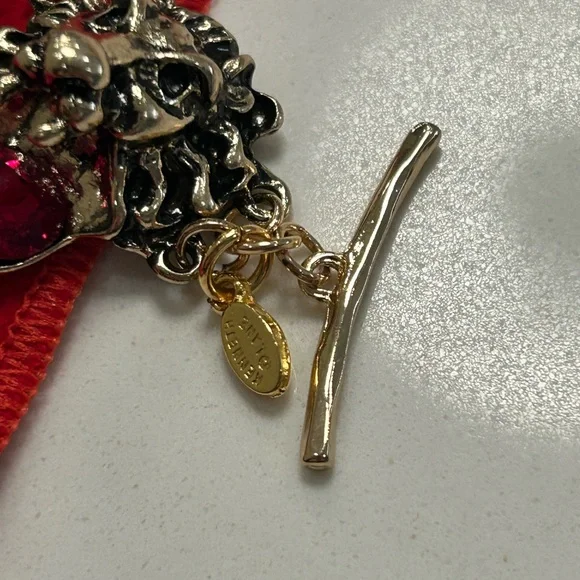 Kenneth Jay Lane Runway Red and Gold Lion Bracelet - Picture 13 of 15